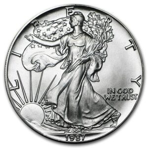 1987 $1 American Silver Eagle Dollar Silver BU .999 31.103 gm / 1 Troy oz each coin