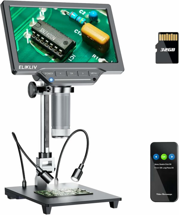 Elikliv EDM201 Pro HDMI Digital Microscope w/ 10" Stand